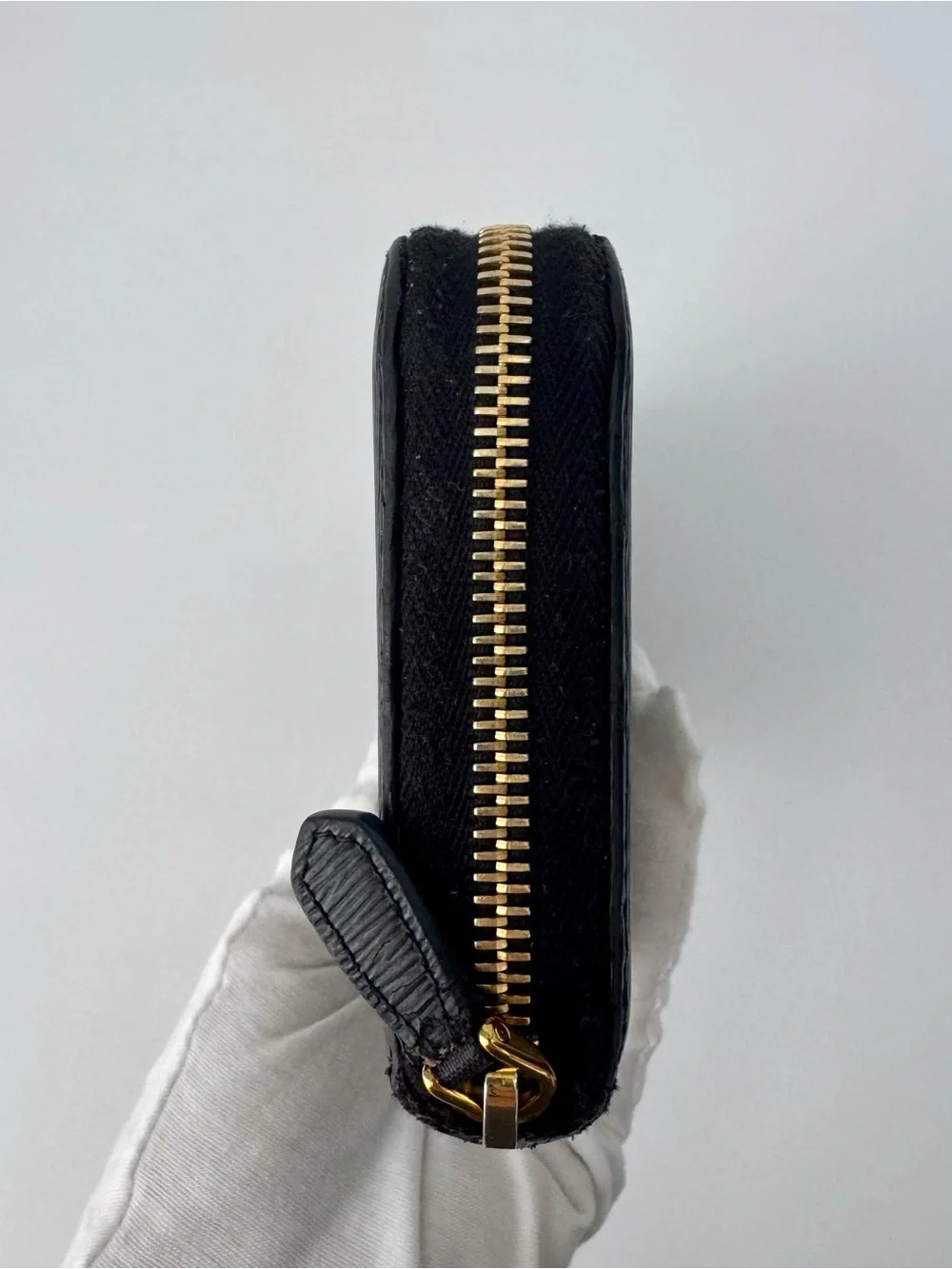 Prada Black Saffiano Zip-Around Clutch with Gold Logo